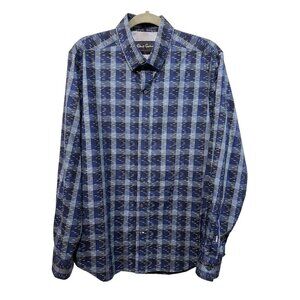 Robert Graham Levy Pattern Cotton Blend Men’s Button-Up Shirt Tailored Fit Large